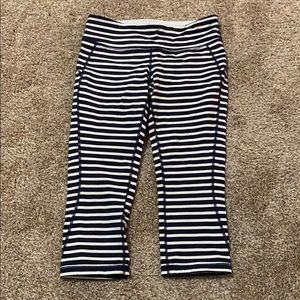 New Balance x J. Crew Blue Striped Leggings